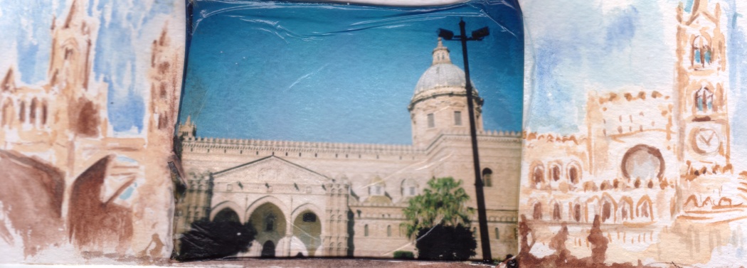Cattedrale di Palermo - Fuji FP 100 emulsion lift e watercolor