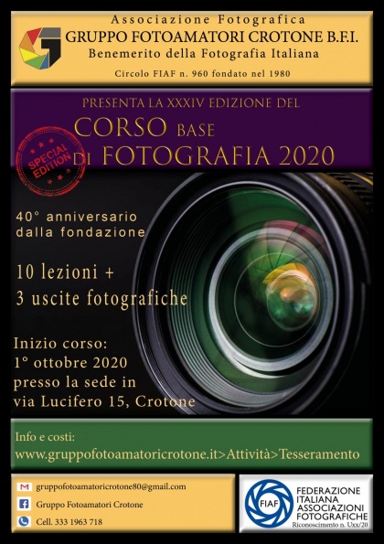 XXXIV Corso Base di Fotografia 2020